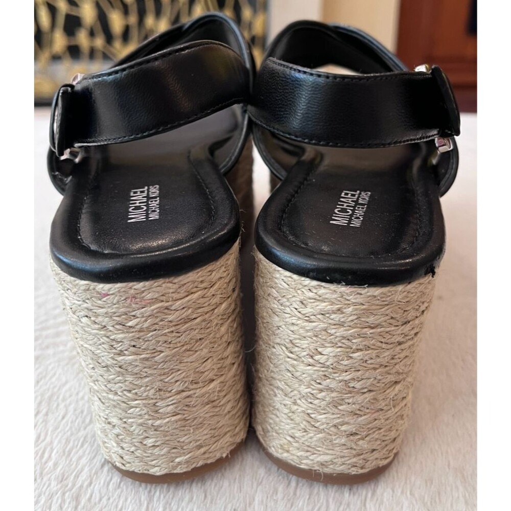 Michael Kors NEW Jodi Mid Wedge Size 9 Leather Snake Espadrille Platform Sandal - Picture 8 of 14